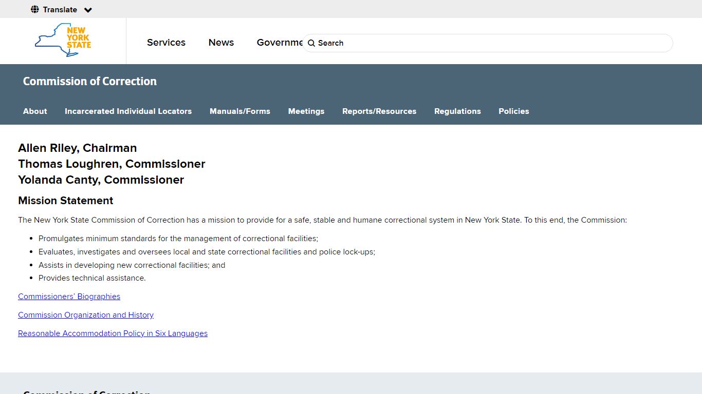 NYS Commission of Correction - Home Page
